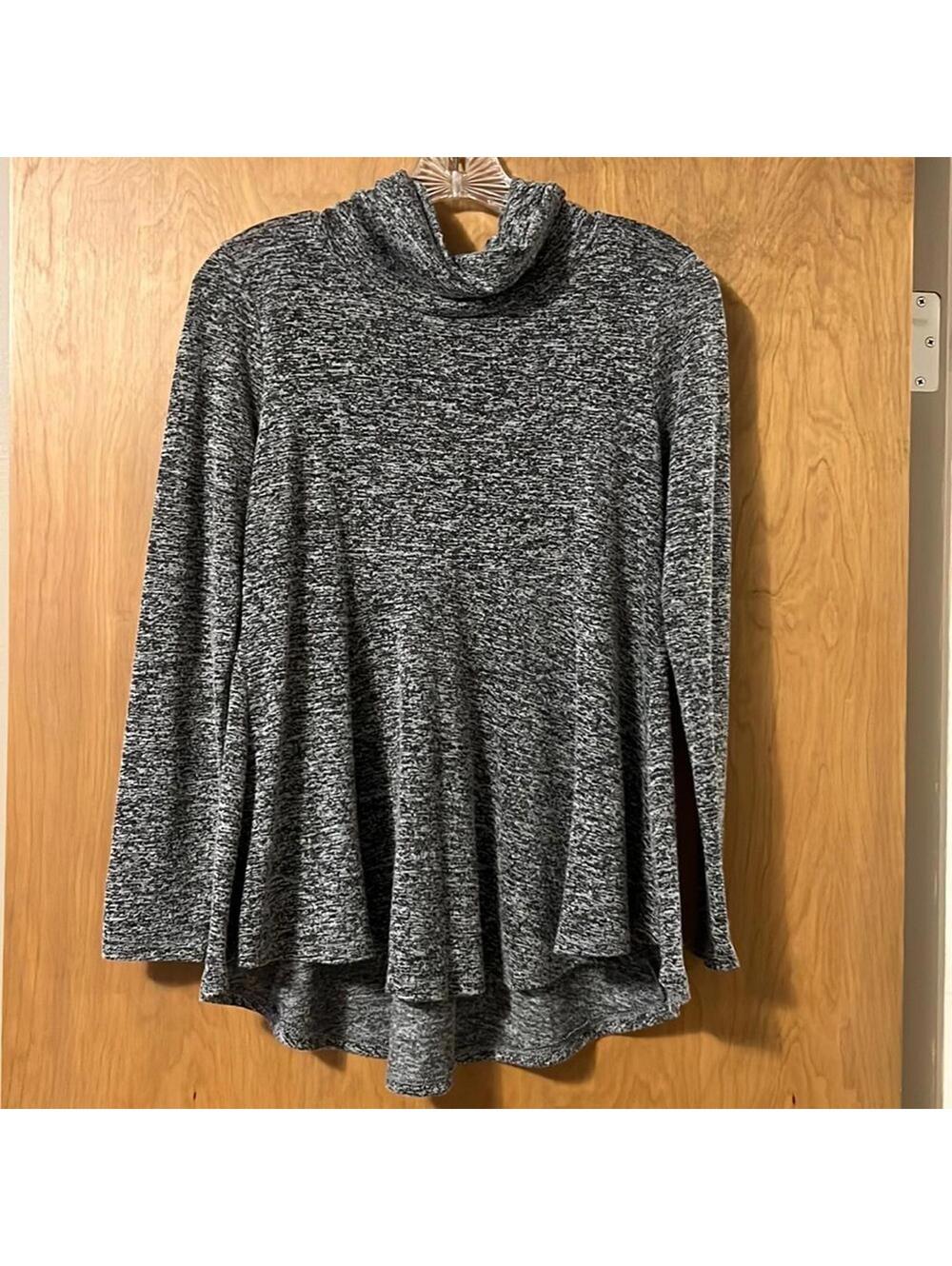 Bobeau Petite Medium Gray Marled‎ Cowl Neck Swing Tunic Top Made in USA